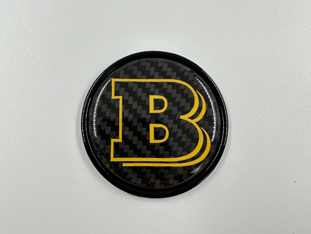 Metal Carbon Brabus Badge Yellow Logo Emblem 55mm for Hood Trunk Mercedes-Benz G-Wagon G-Class W463